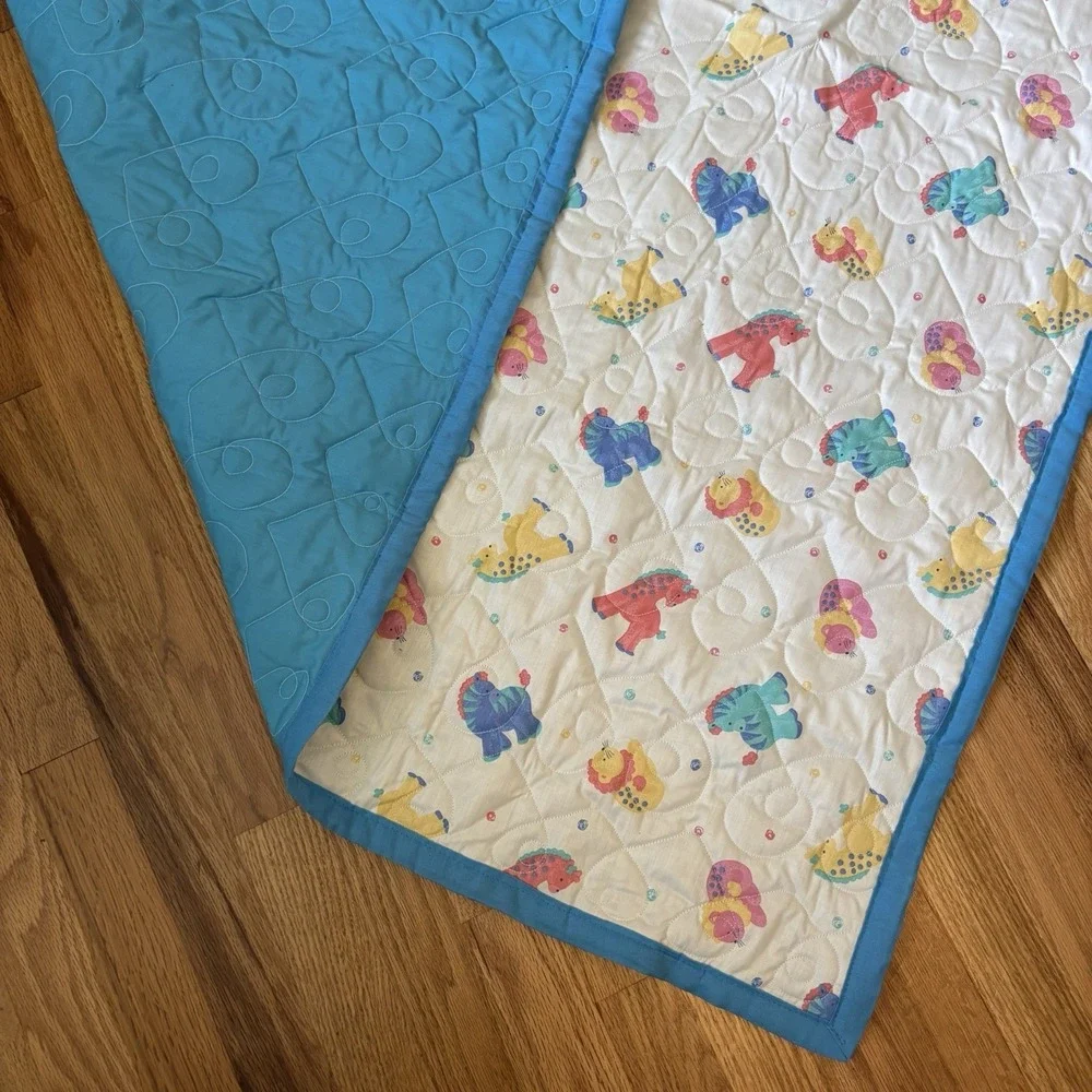 Handmade Animal Baby Blanket Quilt Blue 54